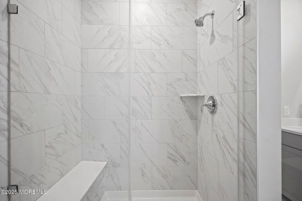 Bathroom, Glass Shower, Interior, Marble Walls