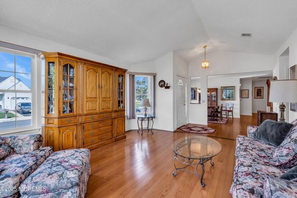 Dining room, Interior, Living room, Pendant Lights, Wood Texture Flooring