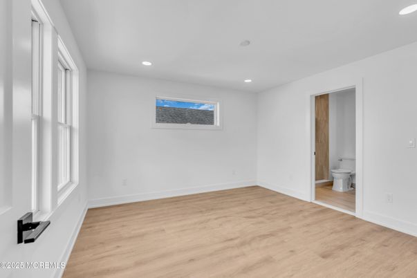 Bathroom, Empty room, Interior, Recessed Lighting, Wood Texture Flooring
