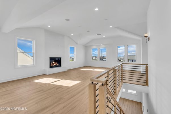 Fireplace, Interior, Recessed Lighting, Wood Texture Flooring