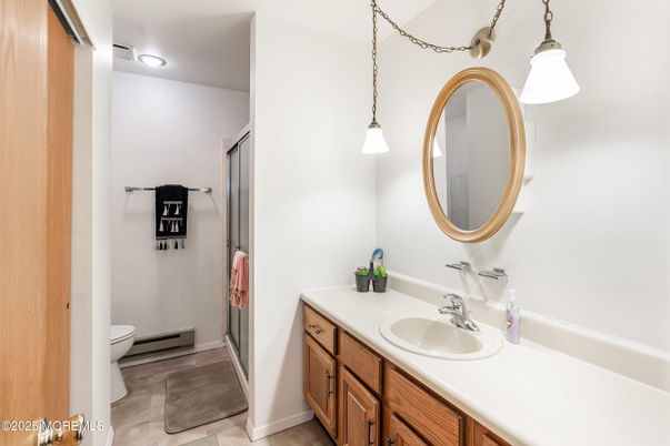Bathroom, Dual Sink Vanities, Interior, Pendant Lights