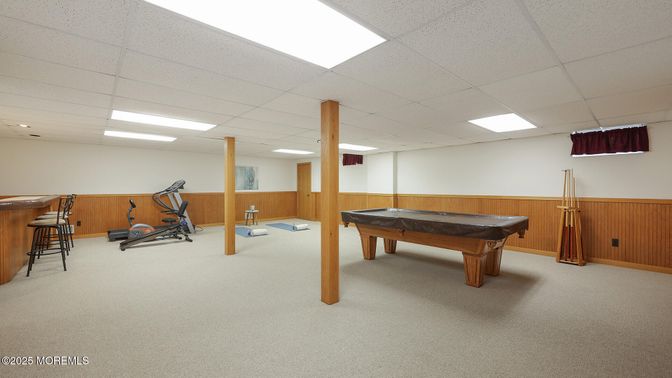 Billiard Table, Fitness Equipment, Game Room, Interior, Recessed Lighting