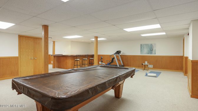 Billiard Table, Fitness Equipment, Game Room, Interior, Recessed Lighting