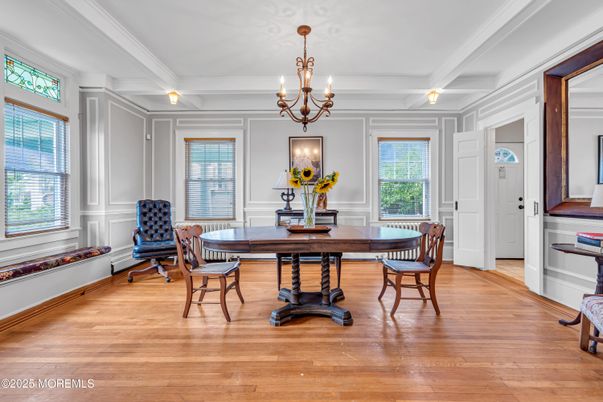 Chandelier, Dining room, Interior, Wood Texture Flooring