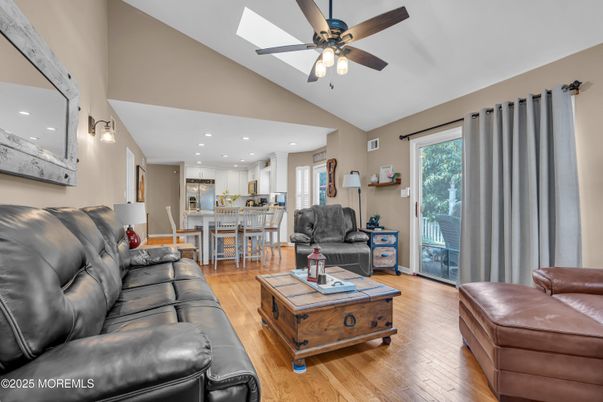 Dining room, Interior, Kitchen, Living room, Recessed Lighting, Wood Texture Flooring