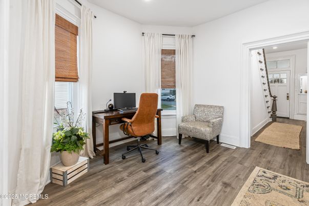 Home Office, Interior, Recessed Lighting, Wood Texture Flooring