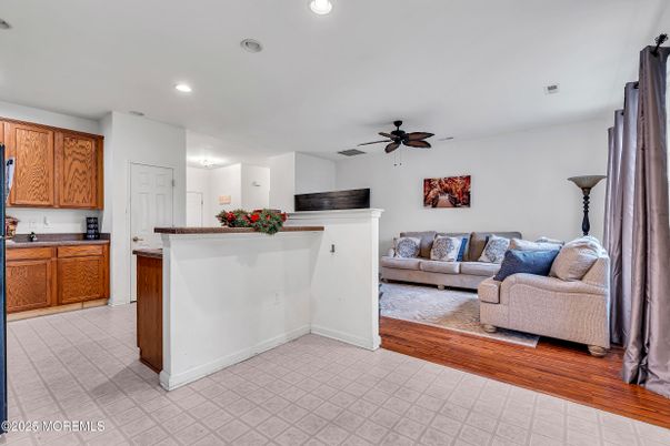 Interior, Kitchen, Living room, Recessed Lighting, Wood Texture Flooring