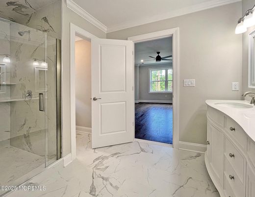 Bathroom, Dual Sink Vanities, Glass Shower, Interior, Marble, Marble Walls