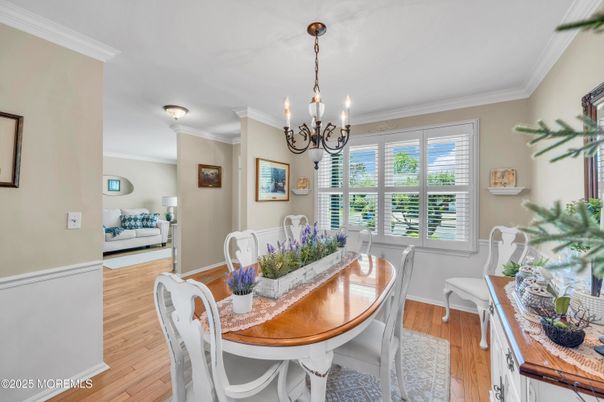 Chandelier, Dining room, Interior, Wood Texture Flooring