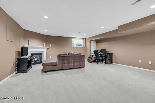 Fireplace, Home Office, Interior, Living room, Recessed Lighting