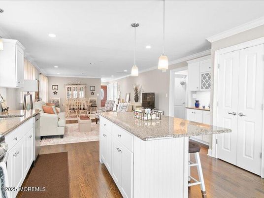 Dining room, Interior, Kitchen, Living room, Pendant Lights, Recessed Lighting, Wood Texture Flooring