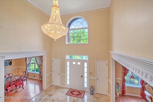 Chandelier, Interior, Wood Texture Flooring