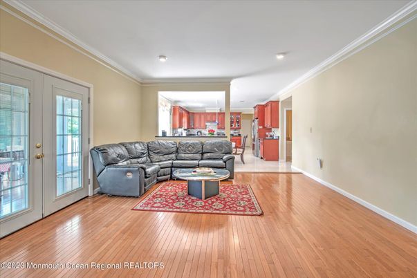 Interior, Kitchen, Living room, Recessed Lighting, Wood Texture Flooring
