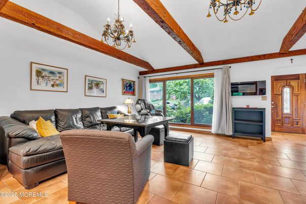 Chandelier, Interior, Living room, Wooden Beams