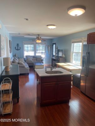 Interior, Kitchen, Living room, Stainless Steel Appliances, Wood Texture Flooring