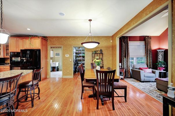 Dining room, Interior, Kitchen, Living room, Pendant Lights, Recessed Lighting, Wood Texture Flooring