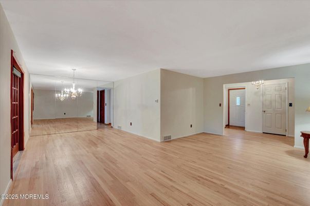 Chandelier, Empty room, Interior, Wood Texture Flooring