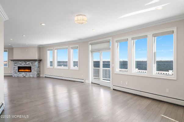 Empty room, Fireplace, Interior, Recessed Lighting, Wood Texture Flooring