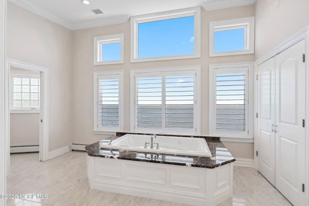 Bathroom, Interior, Marble, Recessed Lighting, Water