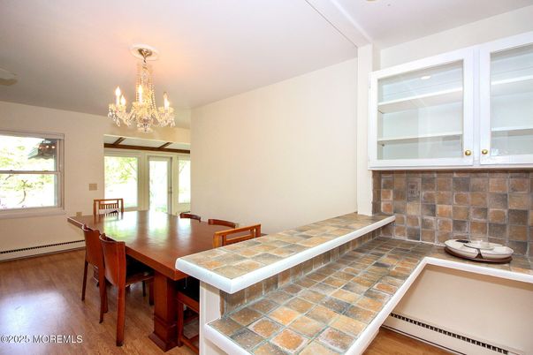 Chandelier, Dining room, Interior, Wood Texture Flooring