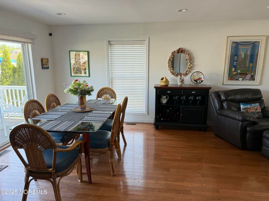 Dining room, Interior, Recessed Lighting, Wood Texture Flooring