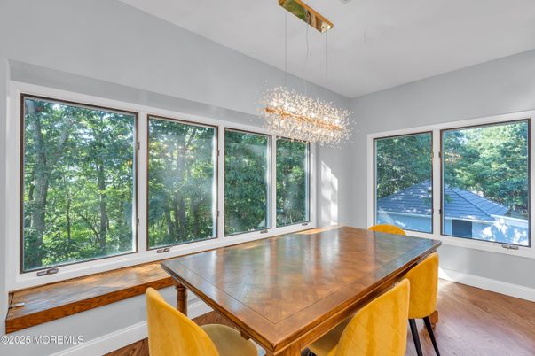 Chandelier, Dining room, Interior, Wood Texture Flooring