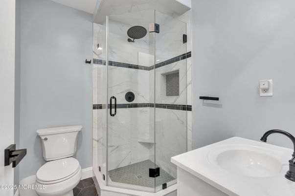 Bathroom, Glass Shower, Interior, Marble Walls