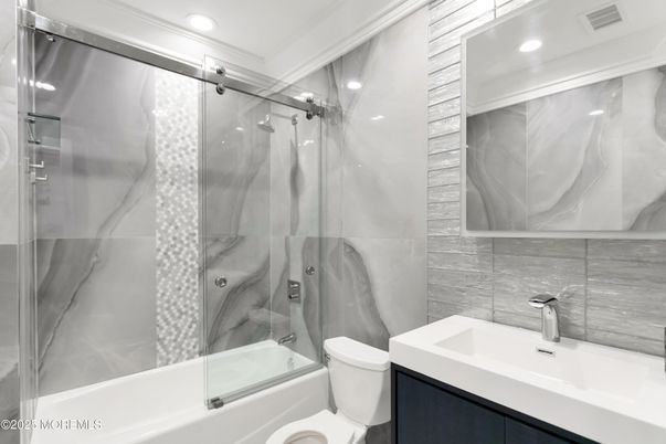 Bathroom, Glass Shower, Interior, Recessed Lighting