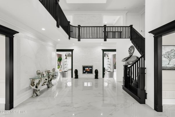 Fireplace, Interior, Marble, Recessed Lighting