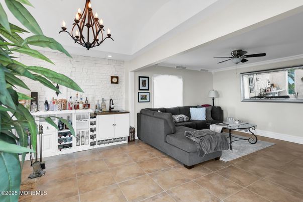 Chandelier, Interior, Living room, Stone Walls
