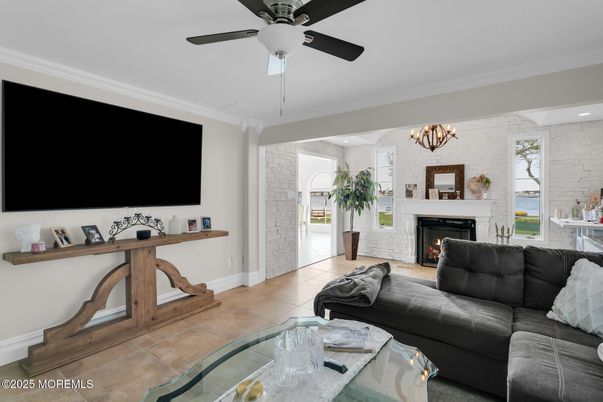 Chandelier, Fireplace, Interior, Living room, Recessed Lighting