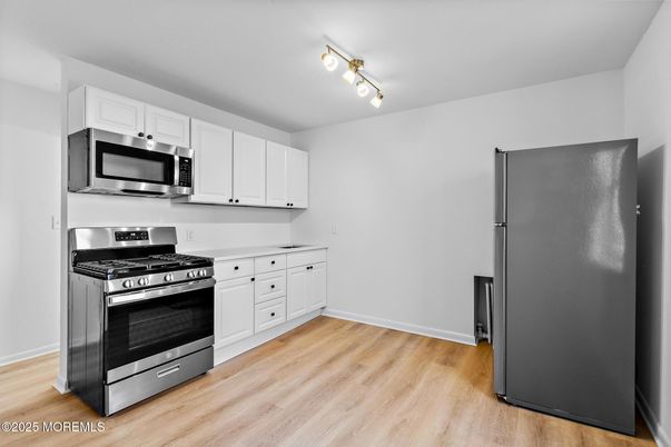 Interior, Kitchen, Stainless Steel Appliances, Wood Texture Flooring