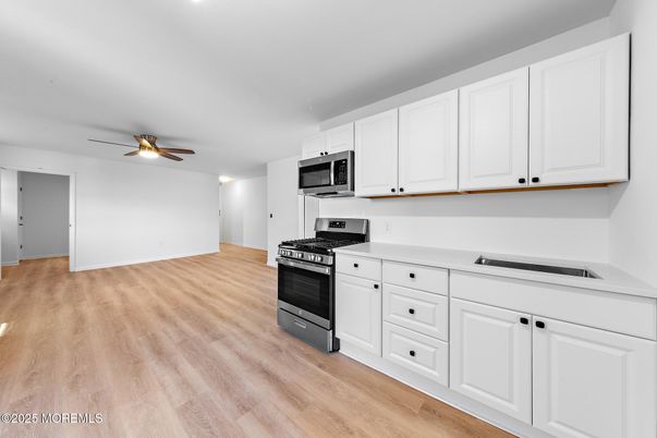 Interior, Kitchen, Stainless Steel Appliances, Wood Texture Flooring