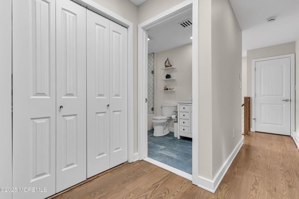 Bathroom, Interior, Recessed Lighting, Wood Texture Flooring