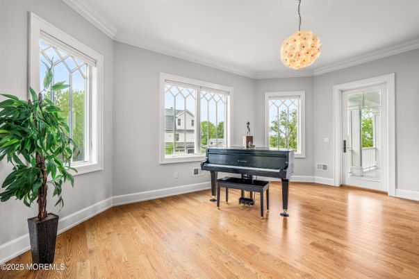 Interior, Pendant Lights, Piano, Wood Texture Flooring
