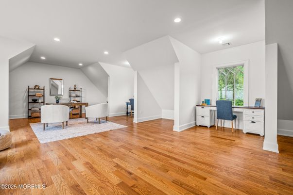 Home Office, Interior, Recessed Lighting, Wood Texture Flooring