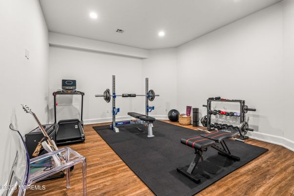 Fitness Equipment, Interior, Recessed Lighting, Wood Texture Flooring