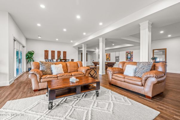 Interior, Living room, Recessed Lighting, Wood Texture Flooring
