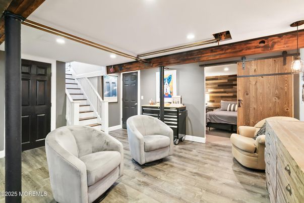 Bedroom, Interior, Pendant Lights, Recessed Lighting, Wood Texture Flooring