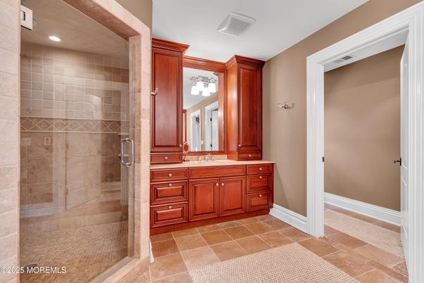 Bathroom, Glass Shower, Interior, Recessed Lighting