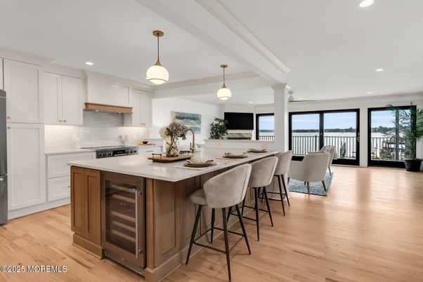 Interior, Kitchen, Pendant Lights, Recessed Lighting, Wood Texture Flooring