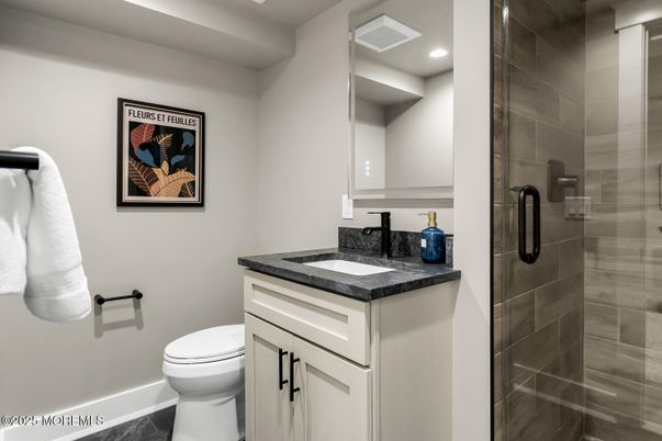 Bathroom, Glass Shower, Interior, Recessed Lighting
