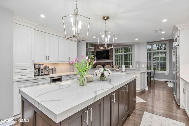 Interior, Kitchen, Pendant Lights, Recessed Lighting, Wood Texture Flooring