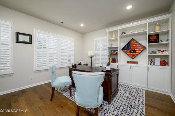 Home Office, Interior, Recessed Lighting, Wood Texture Flooring