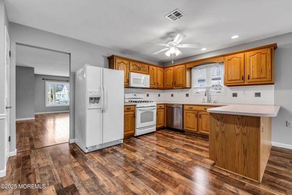 Interior, Kitchen, Recessed Lighting, Wood Texture Flooring