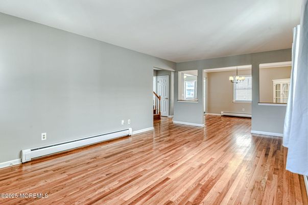Chandelier, Empty room, Interior, Wood Texture Flooring