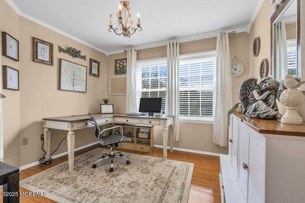 Chandelier, Home Office, Interior, Wood Texture Flooring