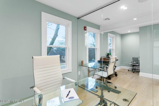 Home Office, Interior, Recessed Lighting, Wood Texture Flooring