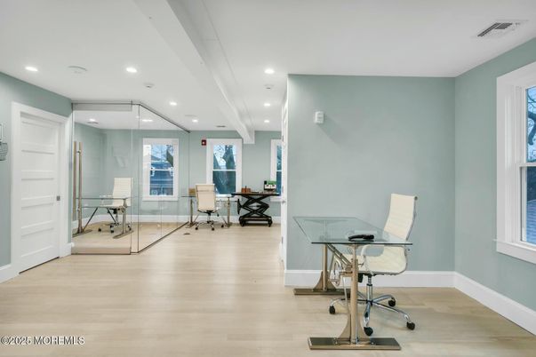 Home Office, Interior, Recessed Lighting, Wood Texture Flooring