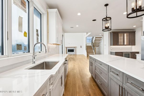 Interior, Kitchen, Pendant Lights, Recessed Lighting, Wood Texture Flooring